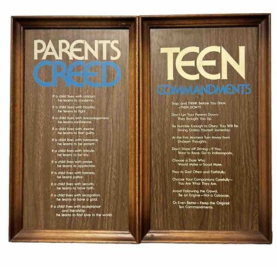 #ad Vintage Dickson’s Wall Art Signs Parents Creed amp; The Teen Commandments 16”x 9.5” $14.99