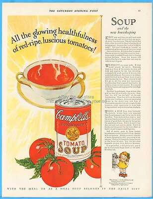 #ad 1928 Campbell#x27;s Tomato Soup Vintage 1920s Kitchen Wall Decor Magazine Ad $27.99