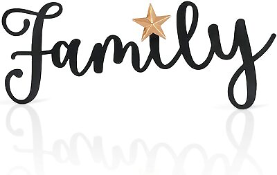 Family Word Art Sign Home Kitchen Decor Wall Hanging Cursive Script Typography $14.99
