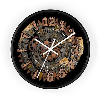 Rusted Gear Wall Clock Rustic Steampunk Silent Round Printed Design Clock $47.99