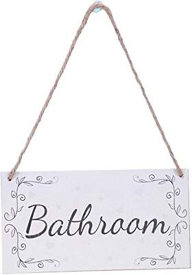 #ad Bathroom Wood Sign French Shabby Chic Wooden Home Decor Door Signs Plaque 10x... $20.79