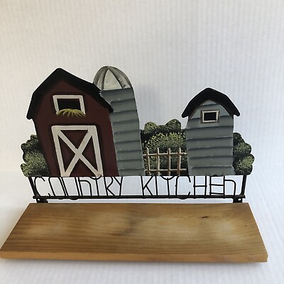 #ad “Country Kitchen” Decor Red Barn Silo Display Marys Moo Moos Metal Wood Cows $12.00