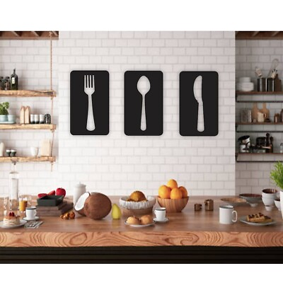 #ad Framed Unique Design Light Weight Wall Hanging Black 3 Pieces Kitchen Decor $67.00