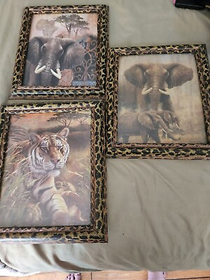 #ad Posters and Prints Wall Art Canvas Abstract Painting Lion and Tiger set 3 $25.00