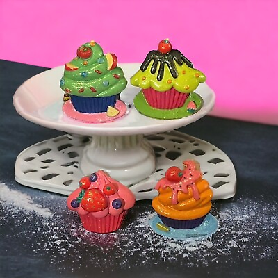 #ad #ad Cupcake Magnets 4 PC Set 3D Handpainted Resin $14.98