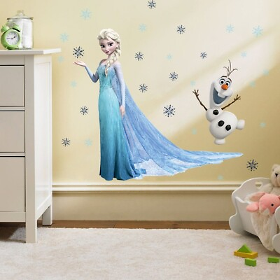 #ad Elsa Princess and Olaf Frozen Wall Stickers Kids Room Home Decor Vinyl Decals $11.00
