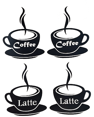 #ad Coffee amp; Latte Vinyl Kitchen Wall Art Decal Sticker Removable 4 pc set $19.99