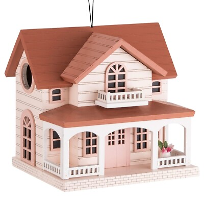 #ad NEW OUTDOOR HAND MADE BIRDHOUSE BIRD COTTAGE PERCH OCEAN BUNGALOW RED ROOF $34.95