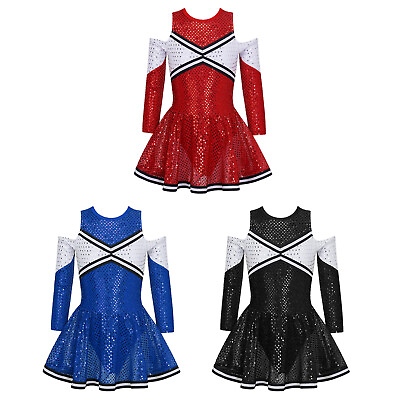 #ad Cheer Leader Shiny Sequins Dress Girls Cheerleading Halloween Carnival Costume $16.92