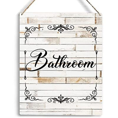 #ad Bathroom Decor Wooden Hanging Sign Farmhouse Bathroom Decor Rustic Bathroom S... $18.28