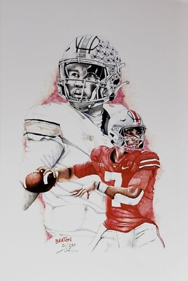 #ad Signed Brian Barton Ohio State: C.J. Stroud 12X18 Lithograph #21 of 250 $77.40