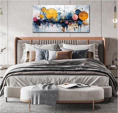#ad Modern Abstract Wall Art BedroomLarge Artwork for WallsBlue and Yellow 20x40US $34.64