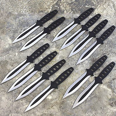 12 PC NINJA THROWING KNIVES SET w SHEATH Kunai Combat Tactical Hunting Knife $25.95