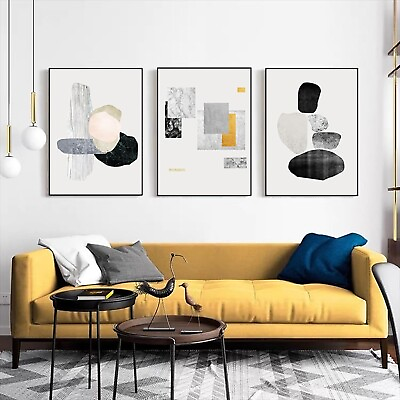 #ad Large Framed Black and White Abstract Wall Art Modern Canvas Wall Art for Li... $241.29