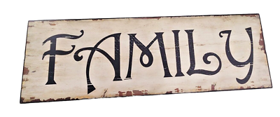 #ad Large 34x11 Inch Family Wall Sign Primitive Country Home Distressed Wood $19.99