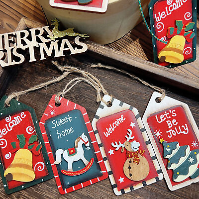 #ad Christmas Small Wooden Hanging Sign Ornament Rustic Christmas Tree Decoration $7.55