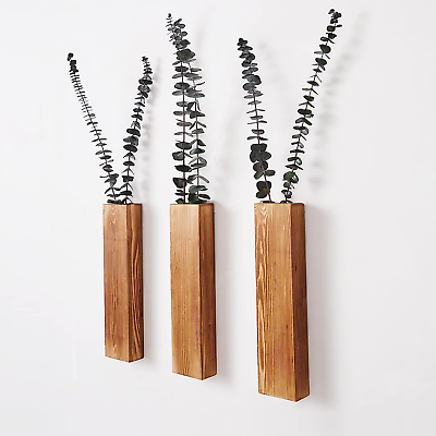 #ad 3 Pack Wall Planters for Indoor Plants Wood Wall Decor for Bathroom Bedroom Li $43.87
