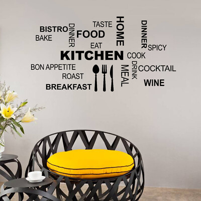 #ad Kitchen Words Wall Sticker Vinyl Kitchen Wall Decal Removable DIY Waterproof $8.64