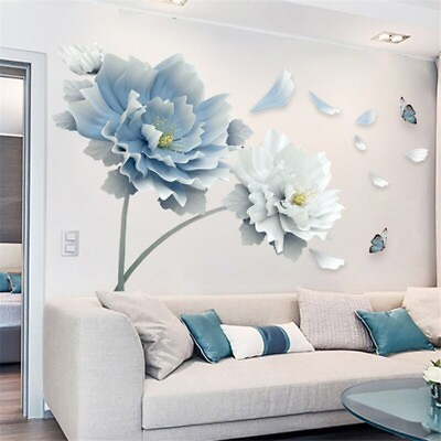 #ad Removable Flower Decal Lotus Butterfly Wall Stickers 3D Art Bedroom Home Decor $19.99