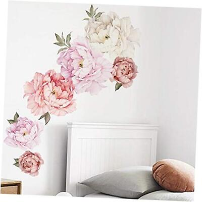#ad Watercolor Peony Flowers Wall Decals Floral Wall Stickers for Living Room $21.29