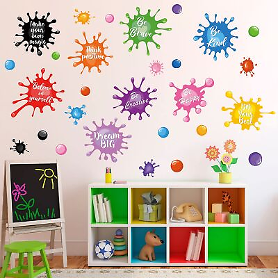 #ad Colorful Inspirational Quotes Wall Decals Watercolor Paint Wall Decals Ink Sp... $14.66