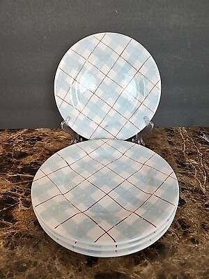 #ad Target Home WINTER FROST PLAID 8quot; Salad Plate Set 4Pc Christmas Blue Red White $34.99