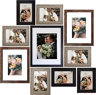 #ad Set of 10 Assorted Picture Frames Collage Wall Decor Gallery Wall Frames Set $38.99