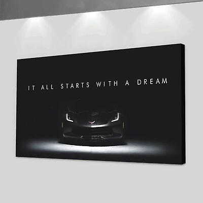 #ad Chevrolet Corvette Dream Big Wall Art Canvas Print Inspirational Car Lover Sign $449.95