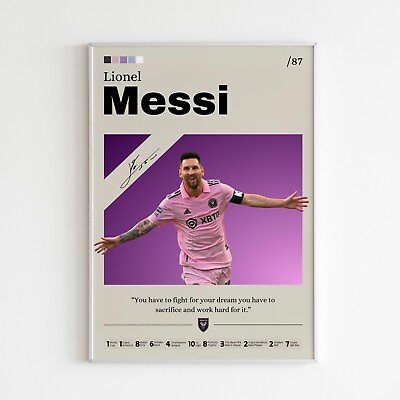 #ad Lionel Messi poster Inter Miami print fan gift Football print Messi Wall art $62.91
