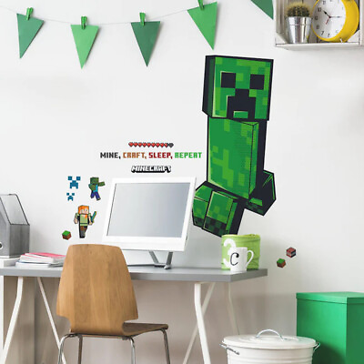 #ad Minecraft Creeper Giant Peel amp; Stick Wall Decals RMK5360GM 12 Game Room Stickers $19.99