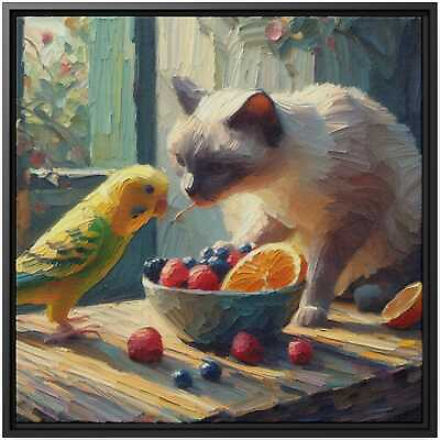 #ad Canvas Print Painting Burmese Cat Fruit Kitchen Art Decor Gift Pet Lover Home $188.77