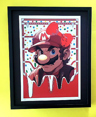 #ad #ad Death NYC Large Framed 16x20in Pop Art Certified Graffiti Mario Bros. 2 $250.00