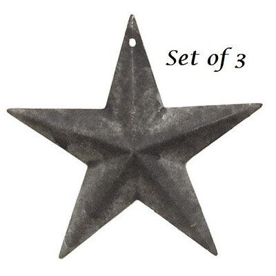#ad NEW Primitive GALVANIZED Barn Star GRAY 3 pcs Dimensional Aged Metal 3 3 8quot; W $4.56