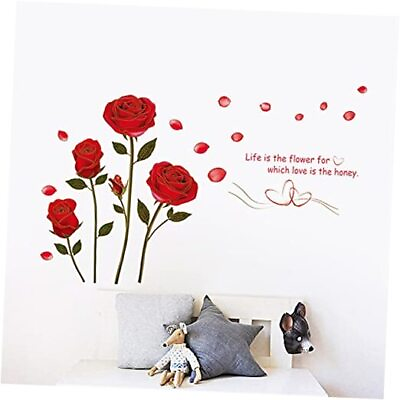 #ad Flowers Wall Stickers Removable Romantic Wall Stickers Murals Beautiful Rose $14.66
