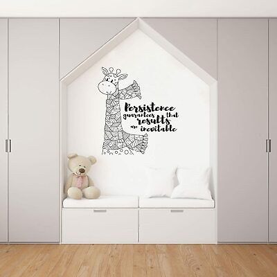 #ad Persistence Quote Giraffe Animal Wall Art Stickers for Kids Home Room Decals $14.00
