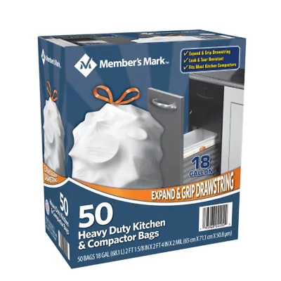 #ad Member#x27;S Mark Heavy Duty Kitchen and Compactor Bags 18 Gallon 50 Ct. $18.47