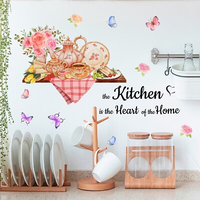 #ad Kitchen Wall Stickers Fun Design Cook Utensils Home Decoration Restaurant $10.45