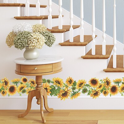 #ad Home Sunflower Removable Flower Large Wall Sticker PVC Mural Decals Wall Decor $8.41