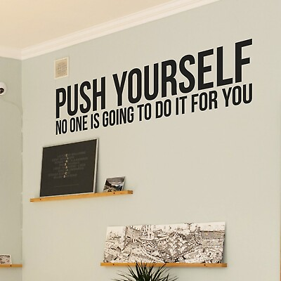 #ad Push Yourself Motivational Wall Decal Sticker Quote for Home Gym Office Decor $19.97