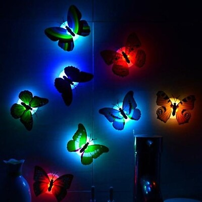 #ad #ad 1PC Wall Butterfly 3d Stickers Led Home Decor Light Night Glowing Diy Bedroom $7.99