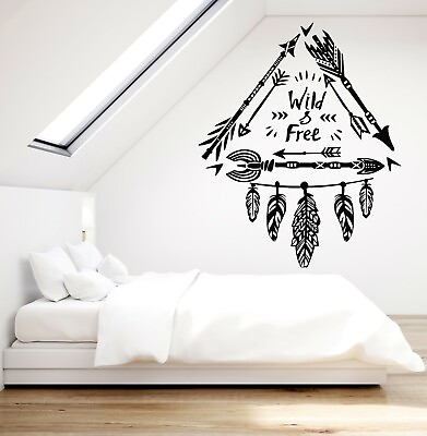 Vinyl Wall Decal Ethnic Decor Arrows Feathers Wild Free Bedroom Stickers g4906 $49.99