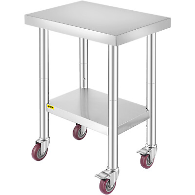 #ad Rolling Stainless Steel Top Kitchen Work Table Cart Casters Shelving 18quot;x24quot; $76.99