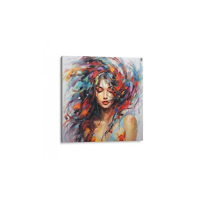 #ad Vibrant Woman on White Background Abstract Wall Art Canvas 24x24 $86.80