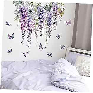 #ad Flower Vines Wall Sticker Purple Hanging Floral Vine Wall Decal for Vines a $21.19