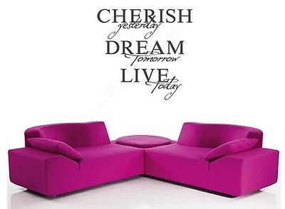#ad CHERISH DREAM LIVE Words Home Decor Wall Decal Lettering Quote Saying Sticker $13.30