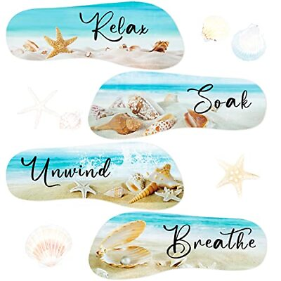 #ad #ad kockuu Ocean Beach Bathroom Wall Decorations 4pcs Beach Sea Shells Relax Soa... $14.63