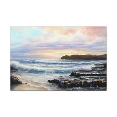 #ad Ocean Beach Sunset Paintings Canvas Wall Art For Kitchen Bedroom Living Room $69.99
