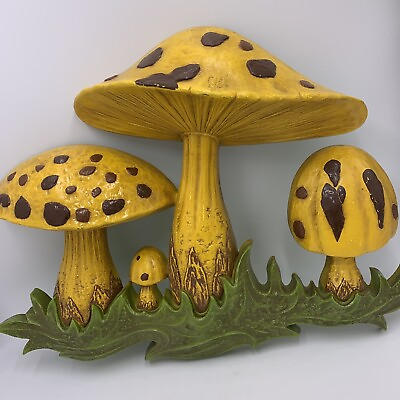 #ad Vtg Retro Kitchen Wall Art Syroco Mushrooms 18 by 15 3D MOD Toadstools 7162 $62.00