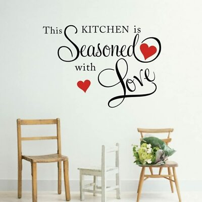 #ad Picniva This Kitchen is Seasoned with Love Sticker Wall Decals Home Art Decor $12.99