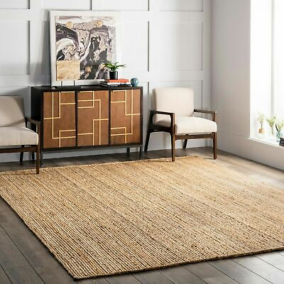nuLOOM Hand Made Contemporary Natural Tan Braided Jute Area Rug $105.98
